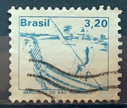 Selo Regular RHM 594 Profissao Barqueiro do Sao Francisco Navio Com FSF 1979 Circulado 5