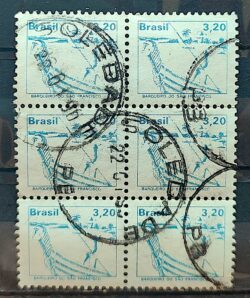 Selo Regular RHM 594 Profissao Barqueiro do Sao Francisco Navio Com FSF 1979 Sextilha Circulado