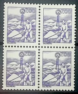 Selo Regular RHM 596 Profissao Salineiro Catavento Com FSF 1980 Quadra
