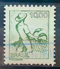 Selo Regular RHM 597 Profissao Pescador Peixe Com FSF 1979 Circulado 1