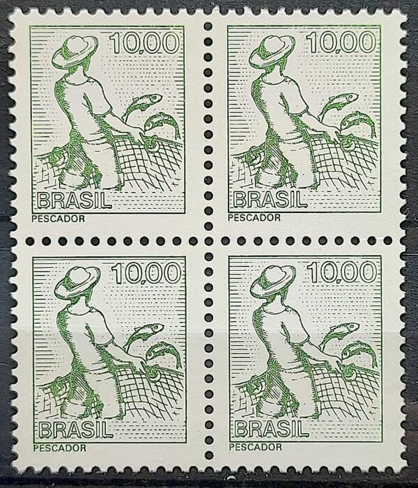 Selo Regular RHM 597 Profissao Pescador Peixe Com FSF 1979 Quadra