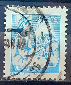 Selo Regular RHM 599 Profissao Rendeira Mulher Com FSF 1979 Circulado 1