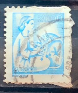 Selo Regular RHM 599 Profissao Rendeira Mulher Com FSF 1979 Circulado 2