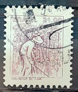 Selo Regular RHM 600 Profissao Colhedor de Rami Com FSF 1979 Circulado 3
