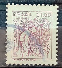 Selo Regular RHM 600 Profissao Colhedor de Rami Com FSF 1979 Circulado 4