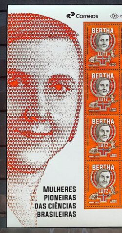 C 4173 Selo Mulheres Pioneiras das Ciencias Bertha Lutz Sapo Direito Biologia 2024 Porta-Retrato
