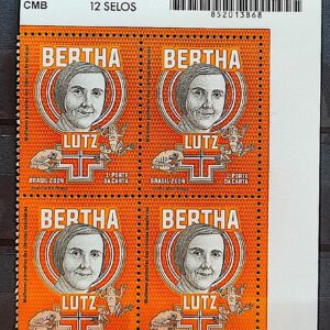 C 4173 Selo Mulheres Pioneiras das Ciencias Bertha Lutz Sapo Direito Biologia 2024 Quadra Codigo de Barras