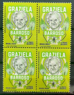 C 4176 Selo Mulheres Pioneiras das Ciencias Graziela Barroso Botanica 2024 Quadra