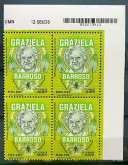 C 4176 Selo Mulheres Pioneiras das Ciencias Graziela Barroso Botanica 2024 Quadra Codigo de Barras