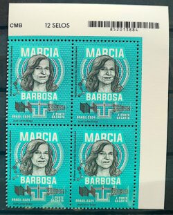 C 4177 Selo Mulheres Pioneiras das Ciencias Marcia Barbosa Fisica Agua 2024 Quadra Codigo de Barras