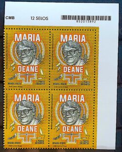 C 4178 Selo Mulheres Pioneiras das Ciencias Maria Deane Medica Protozoario 2024 Quadra Codigo de Barras