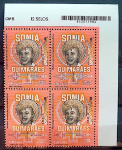 C 4179 Selo Mulheres Pioneiras das Ciencias Sonia Guimaraes Fisica Aviao Militar 2024 Quadra Codigo de Barras