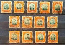 O 1 a 13 Selo Oficiais Afonso Pena 1906 Serie Completa Circulado 1