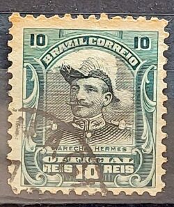 O 14 Selo Oficiais Hermes da Fonseca 1913 10 Reis Circulado 2