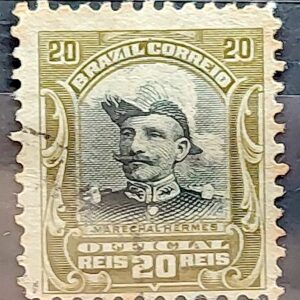 O 15 Selo Oficiais Hermes da Fonseca 1913 20 Reis Circulado 1