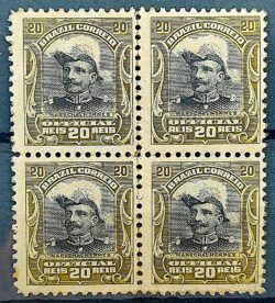 O 15 Selo Oficiais Hermes da Fonseca 1913 20 Reis Quadra