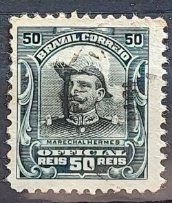 O 16 Selo Oficiais Hermes da Fonseca 1913 50 Reis Circulado 1