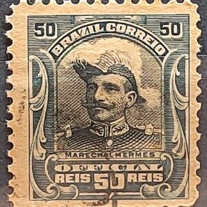 O 16 Selo Oficiais Hermes da Fonseca 1913 50 Reis Circulado 4