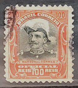O 17 Selo Oficiais Hermes da Fonseca 1913 100 Reis Circulado 5