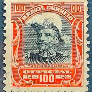 O 17 Selo Oficiais Hermes da Fonseca 1913 100 Reis Circulado 7