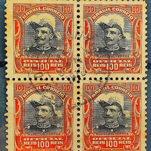 O 17 Selo Oficiais Hermes da Fonseca 1913 100 Reis Quadra Circulado 1