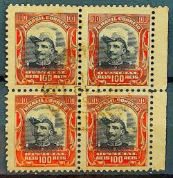 O 17 Selo Oficiais Hermes da Fonseca 1913 100 Reis Quadra Circulado 2
