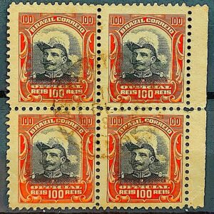 O 17 Selo Oficiais Hermes da Fonseca 1913 100 Reis Quadra Circulado 2