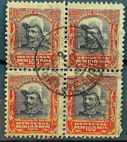 O 17 Selo Oficiais Hermes da Fonseca 1913 100 Reis Quadra Circulado 3