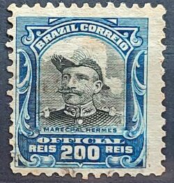 O 18 Selo Oficiais Hermes da Fonseca 1913 200 Reis Circulado 2