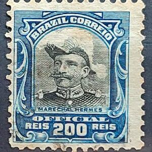 O 18 Selo Oficiais Hermes da Fonseca 1913 200 Reis Circulado 2