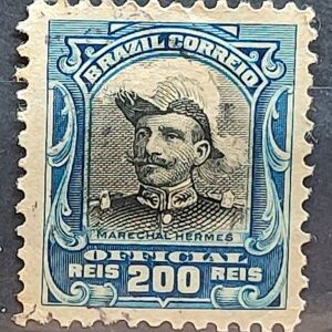 O 18 Selo Oficiais Hermes da Fonseca 1913 200 Reis Circulado 4