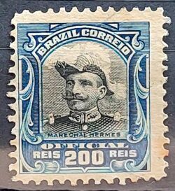 O 18 Selo Oficiais Hermes da Fonseca 1913 200 Reis Circulado 6