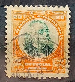 O 2 Selo Oficiais Afonso Pena 1906 20 Reis Circulado 3