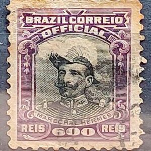 O 20 Selo Oficiais Hermes da Fonseca 1913 600 Reis Circulado 1