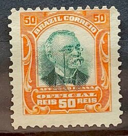 O 3 Selo Oficiais Afonso Pena 1906 50 Reis 1