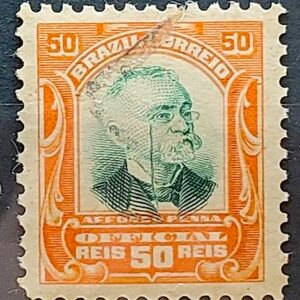 O 3 Selo Oficiais Afonso Pena 1906 50 Reis Circulado 1