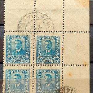 O 33 Selo Oficiais Wenceslao Bras 1919 200 Reis Quadra Circulado 1