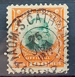 O 4 Selo Oficiais Afonso Pena 1906 100 Reis Circulado 11