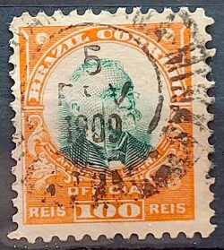 O 4 Selo Oficiais Afonso Pena 1906 100 Reis Circulado 9