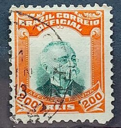 O 5 Selo Oficiais Afonso Pena 1906 200 Reis Circulado 5