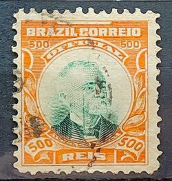 O 8 Selo Oficiais Afonso Pena 1906 500 Reis Circulado 3
