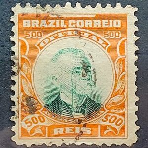 O 8 Selo Oficiais Afonso Pena 1906 500 Reis Circulado 3