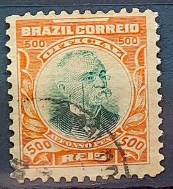 O 8 Selo Oficiais Afonso Pena 1906 500 Reis Circulado 5