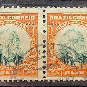 O 8 Selo Oficiais Afonso Pena 1906 500 Reis Dupla Circulado 1