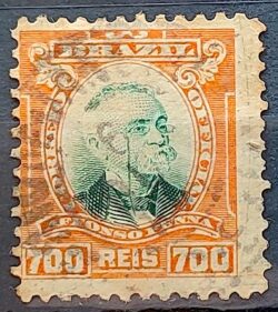 O 9 Selo Oficiais Afonso Pena 1906 700 Reis Circulado 2