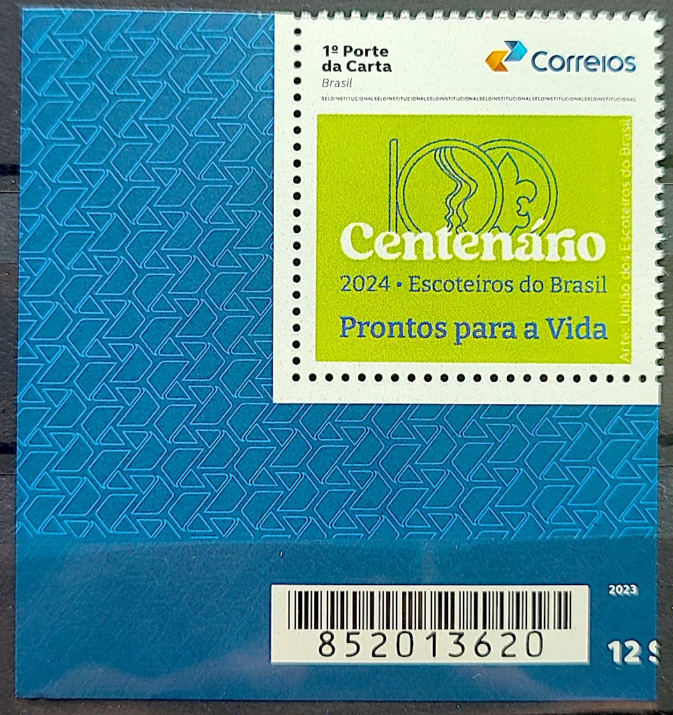 SI 59 Selo Institucional Centenario da Uniao dos Escoteiros do Brasil 2024 Codigo de Barras