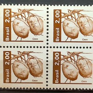 Selo Regular RHM 602 Recursos Economicos Fruta Coco 1982 Quadra 1