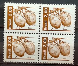Selo Regular RHM 602 Recursos Economicos Fruta Coco 1982 Quadra 2