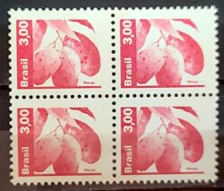 Selo Regular RHM 603 Recursos Economicos Fruta Manga 1982 Quadra