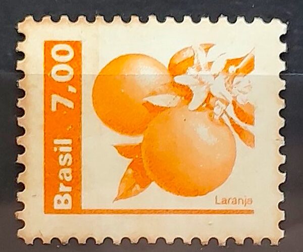 Selo Regular RHM 606 Recursos Economicos Fruta Laranja 1981 3